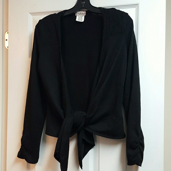 Black tie up sweater cardigan