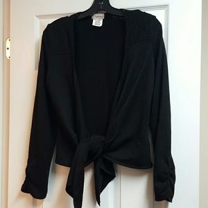 Black tie up sweater cardigan
