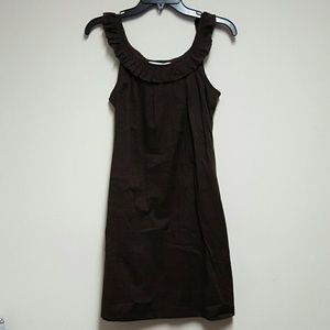 Chocolate brown  linen pocketed dress