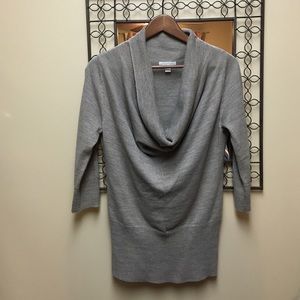 Light brown knit sweater with cowl neck