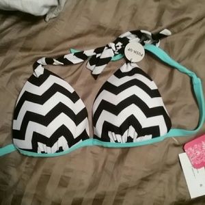 Black and white chevron swim top
