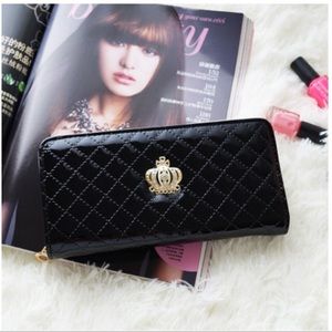 NWT! Black Quilted Crown Emblem Wallet