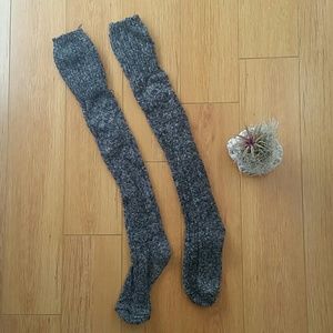 Free People Cozy Gray Thigh High Socks