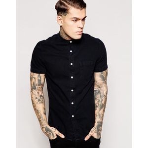 Asos Men's Black Button Down- Short Sleeve