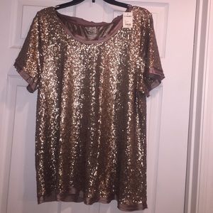 Goldish bronze sequin top