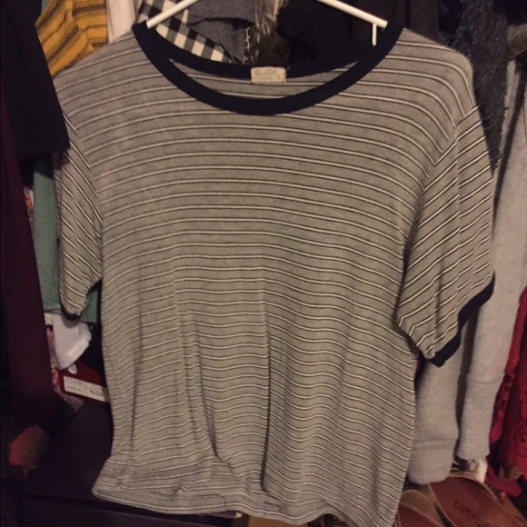 Grey and blue striped shirt