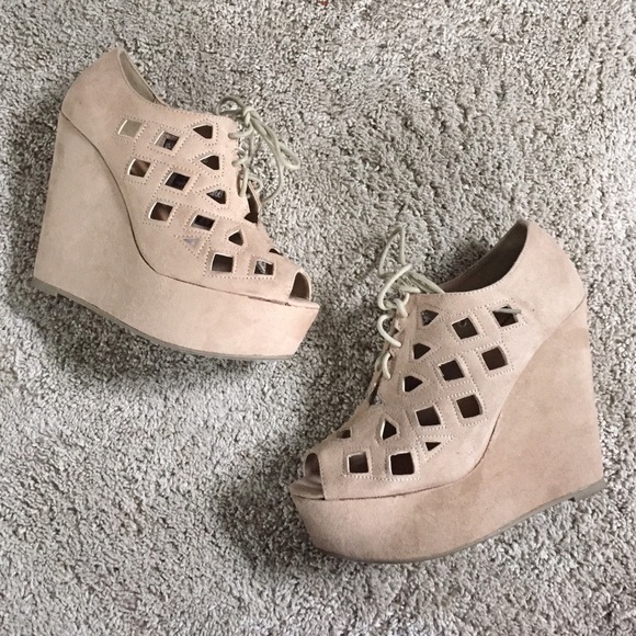 Nude Suede Caged Booties
