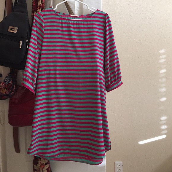 Pink and green flows dress