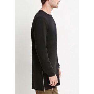 Longline Men's Shirt Side Zip- Long Sleeve
