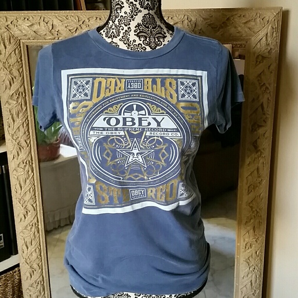 OBEY Tops - OBEY records blue Tshirt