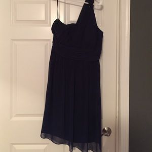 One strap navy blue dress