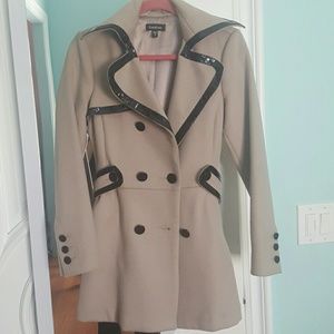 Vintage Bebe taupe double breasted wool trench coat XS