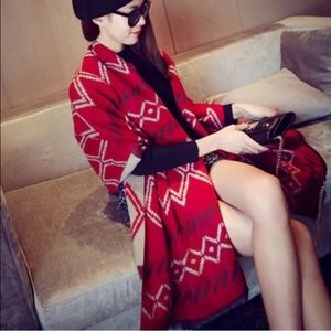 Red Geometrical Scarf Wear Both ways