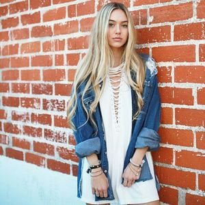 Lace up oversized tee