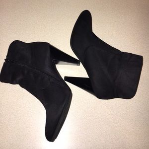 Black suede high heels boots ankle boots