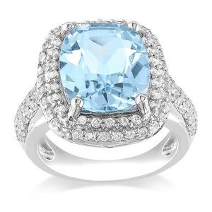 Miadora | Sterling silver cushion cut topaz ring