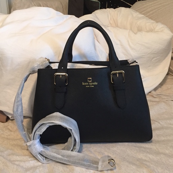 Kate Spade black leather tote bag