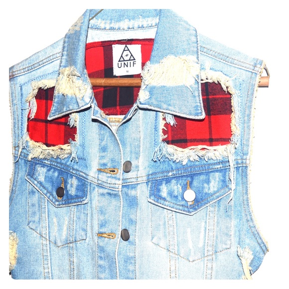 UNIF Jean and Plaid Vest