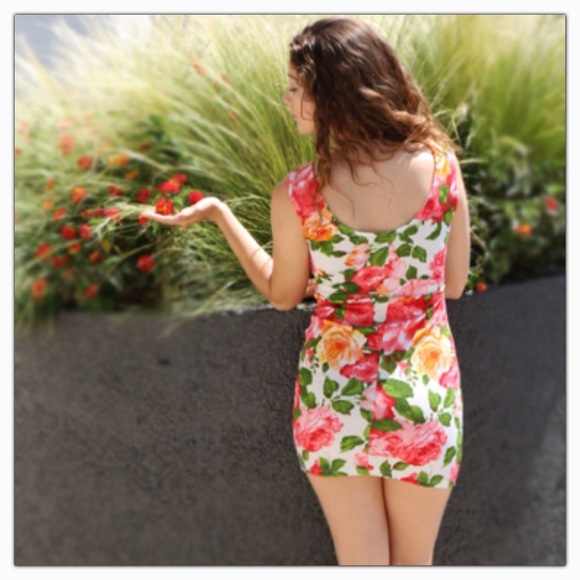 ROSA FIT MULTI COLOR FLORAL ROSE DRESS - Picture 3 of 5