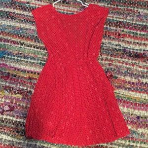 Red patterned backless dress