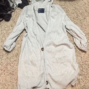 Gray 3/4 cardigan sweater