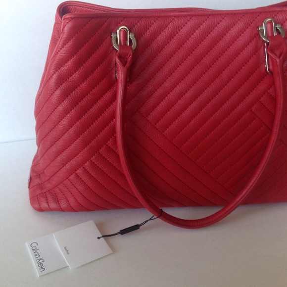 Calvin Klein Red Purse | Mercari NWT Calvin Klein Red Leather Handbag