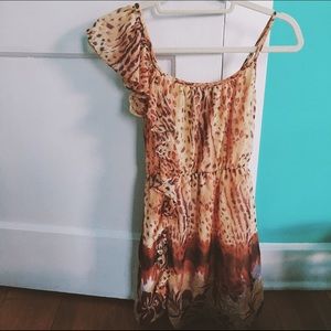 Wet Seal XS orange leopard print flowy dress