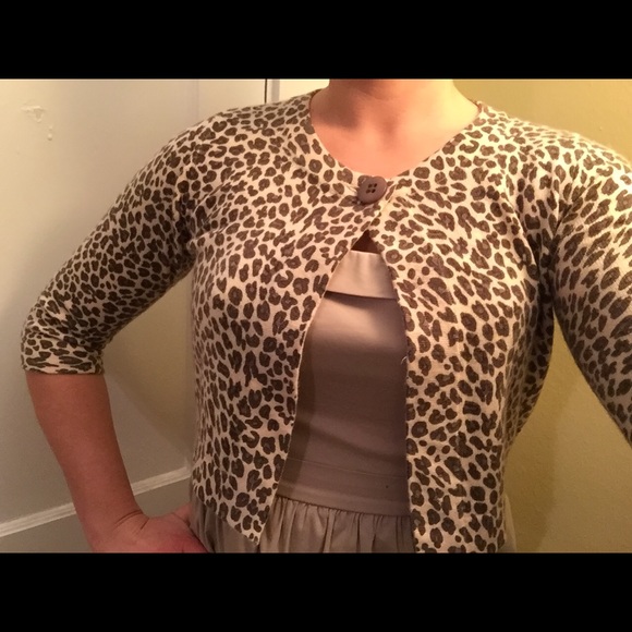 Tommy Bahama 100% Cashmere Leopard Shrug Sweater