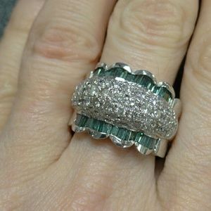 14k white gold turquoise diamond statement ring
