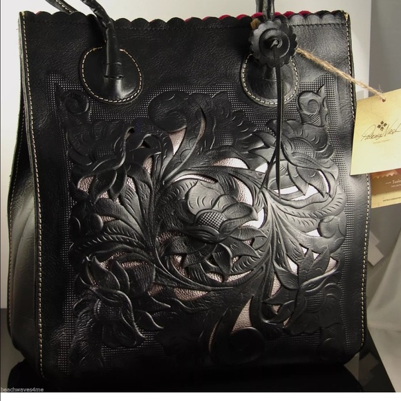 Patricia Nash Italian Black Leather Tote