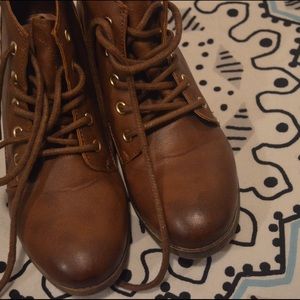 Brown Lace-Up Booties