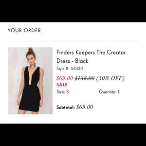 Black V Cocktail dress purchased from Nasty Gal