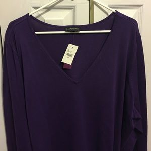 Purple v neck long sleeve sweater