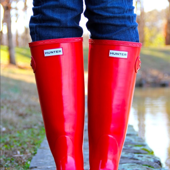 Shiny Red Hunter Rainboots