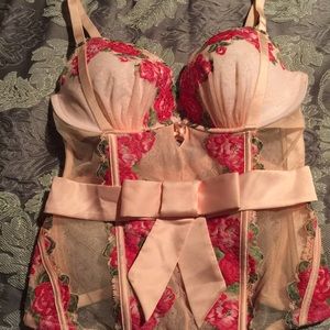 Beautiful tan and floral Victoria Secret corset.
