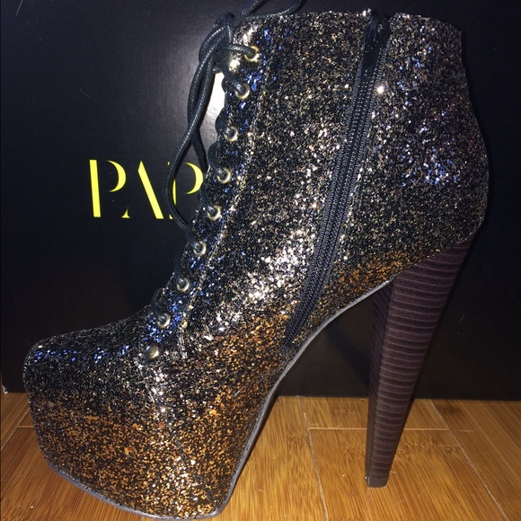 Glitter Lace Up Booties