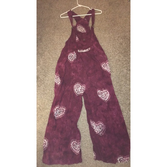 vintage acid wash white and maroon jumpsuit