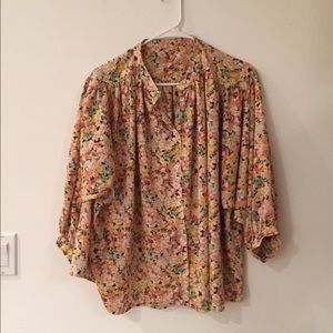 Wild Vintage Floral Dolman Sleeve Blouse Sz M/L