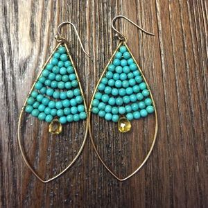 Stella & Dot Goa turquoise bead earrings