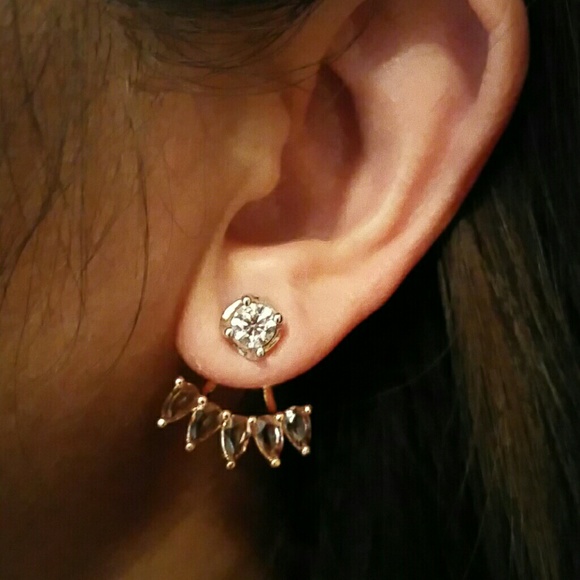 🌻Last pair🌻 "RA" ear jacket 16KT gold+rose - Picture 3 of 4