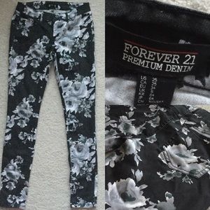 Black Floral F21 Pants