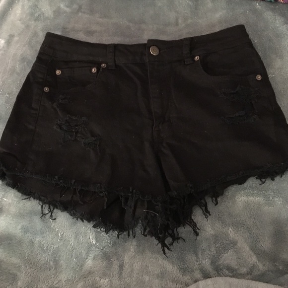 American eagle black denim shorts