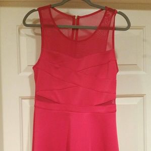 Guess Mesh cutout fit and flare dress