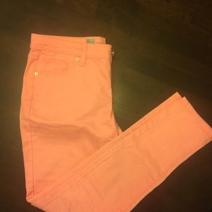 Electric pink skinny jeans
