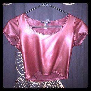 Leather maroon crop top