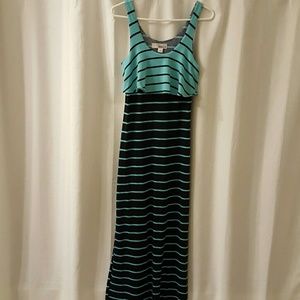 Black and Turquoise Striped Maxi Dress