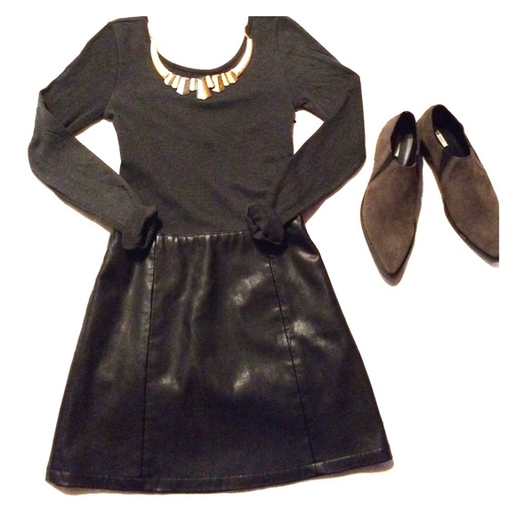 Topshop faux leather dress 4