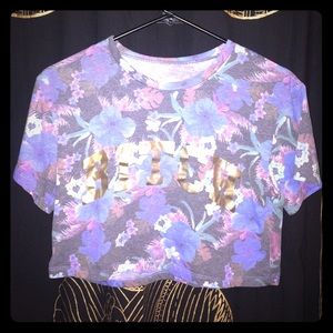 "Bitch" floral crop top
