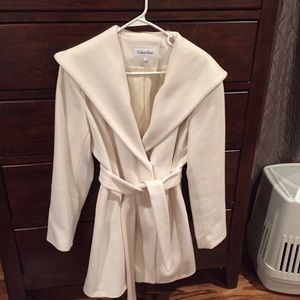 Calvin Klein Wool/Angora Ivory Coat (Size 8)