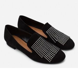 Flat Leather Shoes with small silver stones